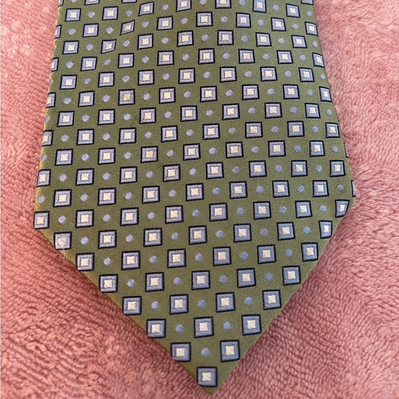 Stafford Olive and Navy Geometric Tie - Picture 2 of 8